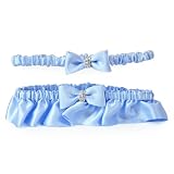 Cathy's Concepts Silk Wedding Garter with Rhinestones, Blue