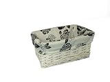 Review CHOICEFORBASKETS  / WHITE WICKER STORAGE BASKET WITH BLACK ROSE LINING SMALL