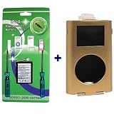 850mAh Replacement Battery KIT for 6GB Silver M9801LL/A Apple Ipod Mini 2nd generation MP3 Player { Li-Ion Battery + Two Special Screwdrivers + Installation Manual } plus Gold Aluminum Hard Case