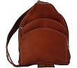 Piel Three-Pocket Sling Bag (Saddle)