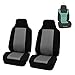FH Group FB102102 Classic Cloth Car Pair Set High Back Seat Covers w. Gift, Gray/Black- Fit Most Car, Truck, SUV, or Van