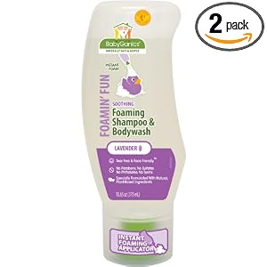 BabyGanics Foamin\' Fun Foaming Body Wash & Shampoo, Soothing Formula, Lavender, 10.65-Fluid Ounce Bottles (Pack of 2)