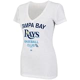 MLB Women's Tampa Bay Rays City Pretty Short Sleeve Deep V-Neck Confetti Flecked Tee (White With Multi, X-Large)
