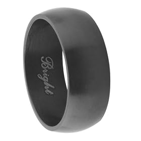 Plain Black Stainless Steel Ring Matte Finish - Size 5