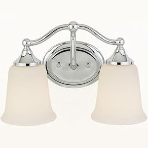 Murray Feiss VS10502-CH Two-Light Claridge Collection Vanity Strip, Chrome with White Opal... by 