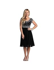 Cap Sleeves Babydoll Chiffon/Nylon/Polyester Scoop Neck Cocktail Beaded Party Dress 