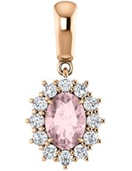 18K Rose Gold 7.00x5.00mm Oval Cut Morganite and Diamond Pendant -- LIFETIME WARRANTY