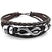 KONOV Jewelry Mens Womens Leather Bracelet, Love Infinity Charm Bangle, Fit 7-9 inch, Brown Silver