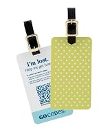 GoCodes Smart QR Bar Code Luggage Tag - White Dots on Green One Size