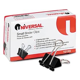 Universal 10199 Mini Binder Clips, Steel Wire, 1/4 Cap., 1/2 Wide, Black/Silver, Dozen