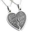 Big Sis & Lil Sis Heart Necklaces and two chains. Two Heart Heart Style jewelry Pendants (with FREE Velvet Pouch)-Best Seller Necklace