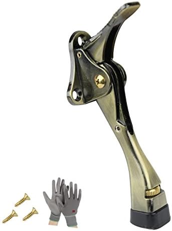 100ctailor Easy-Step Door Stops, kickdown door stops 5-Inch, Satin Nickel and 4 Variations with 3m gloves(L) (ENTHIC GOLD)