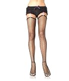 Industrial net thigh highs with crochet ruffle top.