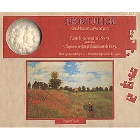 Athenas Monet "I Papaveri" 3 X 3.5 Oz. Sculpted Soap Set With 540 Piece Puzzle