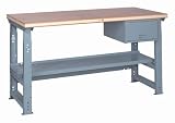 Lyon DD2405AS Pressed Wood Over Steel Top Adjustable Slide Bolt Legs Work Bench with Stringer and Perfect Fit Drawer and Shelf, 60" Width x 28" Depth x 37" Height, Dove Gray
