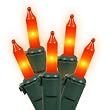 Set of 100 Amber Mini Christmas Lights - Green Wire