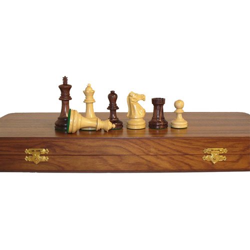 Worldwise Imports Rosewood Classic French Style Chessmen with Teak Presentation Box and 3.75in King