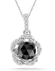 6/7 (0.82-0.88) Cts Black & White Diamond Pendant in 14K White Gold
