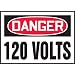 Accuform Signs, Label, "DANGER 120 VOLTS", Adhesive Vinyl, 5/Pk