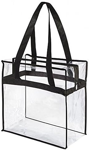 Clear 12 X 12 X 6 NFL Stadium Tote Bag, Black Handles, Set of 2
