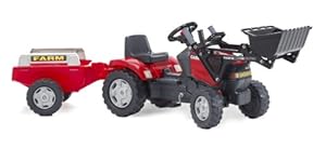 Falk 961AM - Tractor a pedales con pala y remolque, color rojo