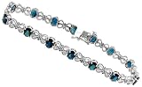 41gxJymVSpL. SL160  Sapphire diamond bracelet. All 14Kt white gold 7 inch ladies bracelet set with 14 x 3/4ct genuine sapphires and .08ct genuine diamonds