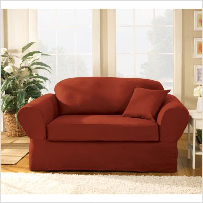 Twill Supreme Separate Seat Sofa Slipcover (Box Cushion) Fabric: Sapphire