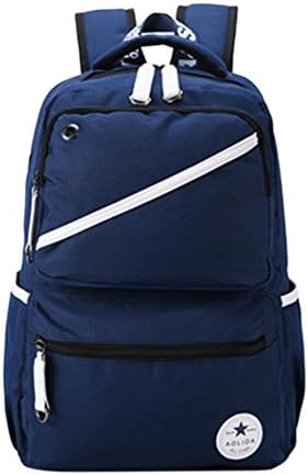 Linbag Teens Boys Canvas High School Bookbag Backpack Blue