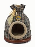 Cleo Cat Duffle Bag Bed, Small Dog Duffle Bag Bed Cream Tartan - ( Large 600mm x 500mm x 500mm)