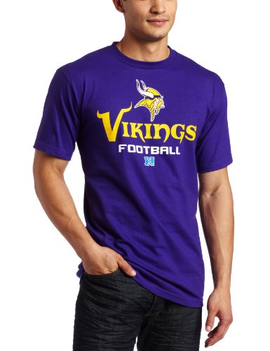 NFL Men's Minnesota Vikings Critical Victory V Short Sleeve Basic Tee (Purple, Large)