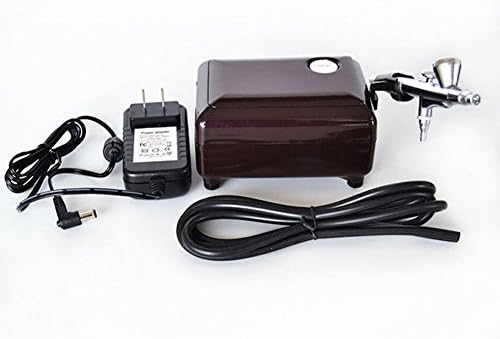 Mini airbrush kit with compressor and 0.4mm 2cc spray gun for Nail Art tattoo body spray (BLACK)