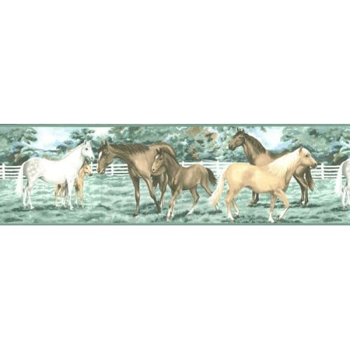 HORSE wall paper artwork WALLPAPER BORDER decor NEW Home