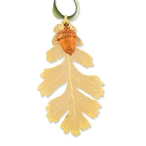 24k Dipped Oak Leaf/Iridescent Copper Dipped Acorn Decorative Leaf