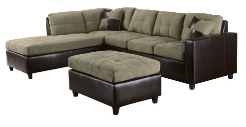ACME 15205 Milano Right Sectional Sofa with Pebble Easy Ride, Espresso Bycast PU