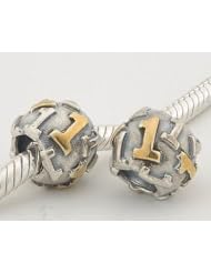925 solid sterling silver number 1 round charm bead compatible with Pandora, Chamilia, Troll, Biagi bracelets jewelry jewellery