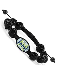 Swarovski Elements Seattle Spirit Football & Onyx Macrame Bracelet