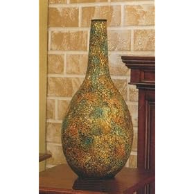 Poly With Green Mosaic Glass Finish 22 Inch Vase