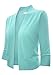 Sidecca Women's Knit Open Front 3/4 Sleeve Ribbed Cropped Shawl Cardigan