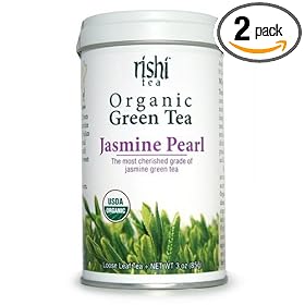 Rishi Tea Organic Jasmine Pearl Loose Tea, 3-Ounce Tin (Pack of 2)