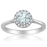 Sterling Silver Aquamarine and Diamond Ring (0.1 cttw, G-H Color, I2-I3 Clarity), Size 6