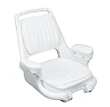 Moeller Heavy Duty Extra-Wide Offshore Boat Helm Seat, Cushion, and Mounting Plate Set (22" x 21" x 18.38", White)