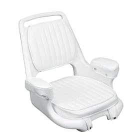 Moeller Heavy Duty Extra-Wide Offshore Boat Helm Seat, Cushion, and Mounting Plate Set (22 x 21 x 18.38, White) by 