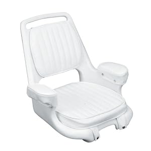 Moeller Heavy Duty Extra-Wide Offshore Boat Helm Seat, Cushion, and Mounting Plate Set (22 x 21 x 18.38, White) by
