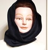 Hand Trimmed Double Knit Navy Wool Jersey Heavy Scarf Balaclava for Winter