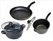Swiss Diamond 5 Piece Set includes 10 Inch Frypan, 2.2 Quart sauce pan and 3.2 Quart casserole with cover