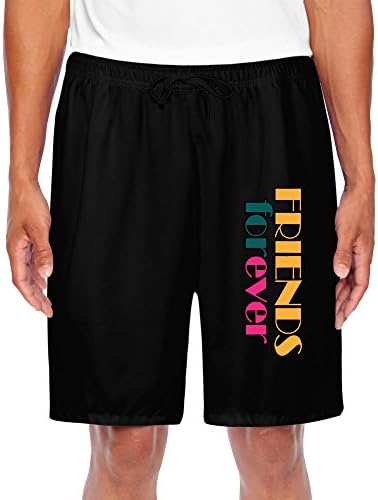 PLBFUY Colorful Friends Forever Men's SweatShorts Pants Lycra With Pockets Black