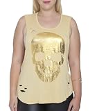 Wet Seal Womens Gold Skull Muscle Tank