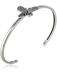 Sterling Silver Oxidized Marcasite Butterfly Cuff Bracelet, 7.25"