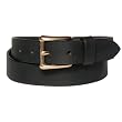 Mens New Genuine Leather Up-Scale Gold Buckle 1.4 Inch Black Belt by Landes