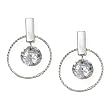 Small Silvertone Crystal Round Drop Fashion Earrings